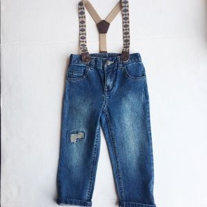 Distressed Baby Boy Suspender Jeans Pants